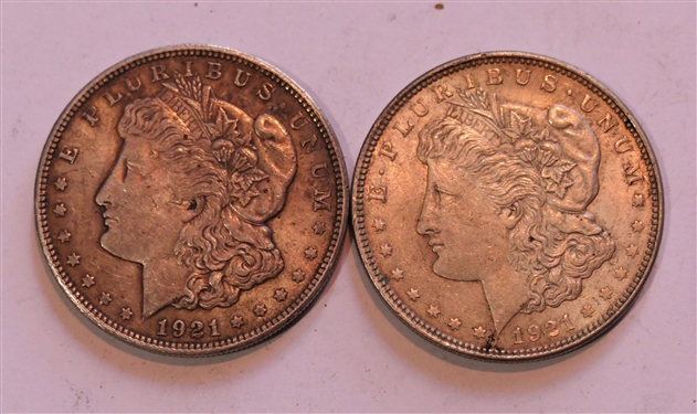 2 - 1921 Morgan Silver Dollars 
