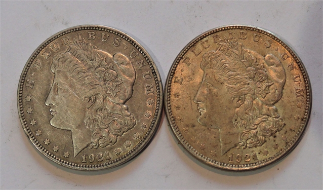 1921 D Morgan Silver Dollar and 1921 Morgan Silver Dollar 