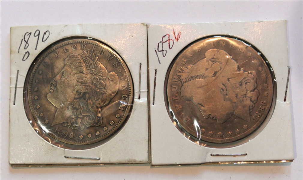 1890 O Morgan Silver Dollar and 1886 Morgan Silver Dollar