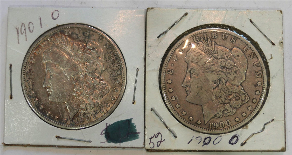 1900 0 Morgan Silver Dollar and 1901 O Morgan Silver Dollar