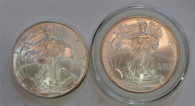 2 - 2006 .999 Silver American Eagle 1 Oz. Coins