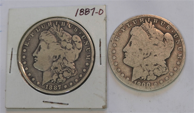 1900 O Morgan Silver Dollar and 1887 O Morgan Silver Dollar 
