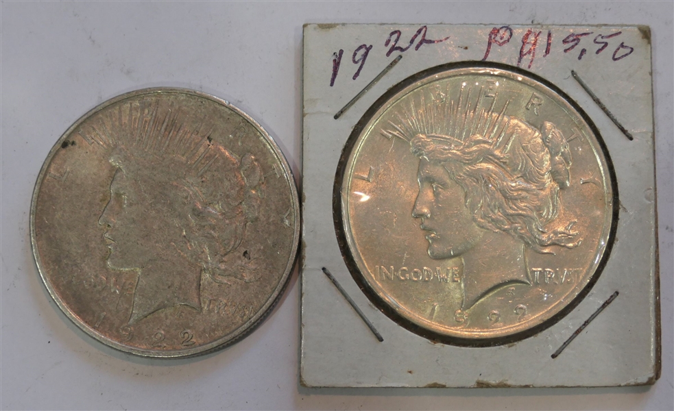 1922 D Peace Silver Dollar and 1922 Peace Silver Dollar