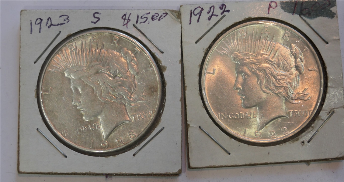 1923 S Peace Silver Dollar and 1922 Peace Silver Dollar 