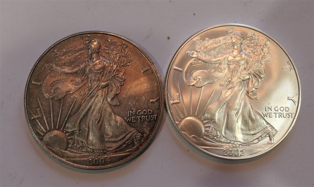 2002 and 2004 .999 Silver American Liberty Coins 