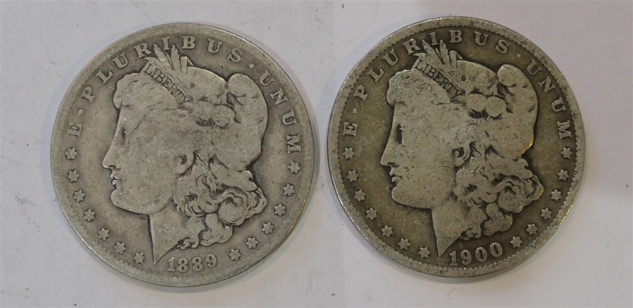 1889 O Morgan Silver Dollar and 1900 O Morgan Silver Dollar