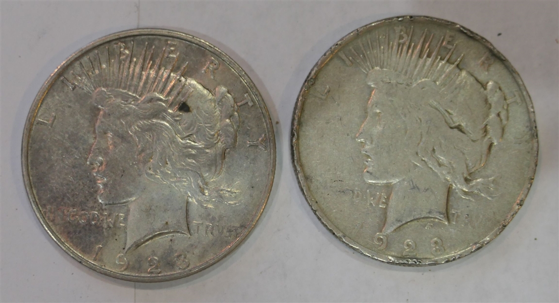 1923 Peace Silver Dollar and 1923 D Peace Silver Dollar 