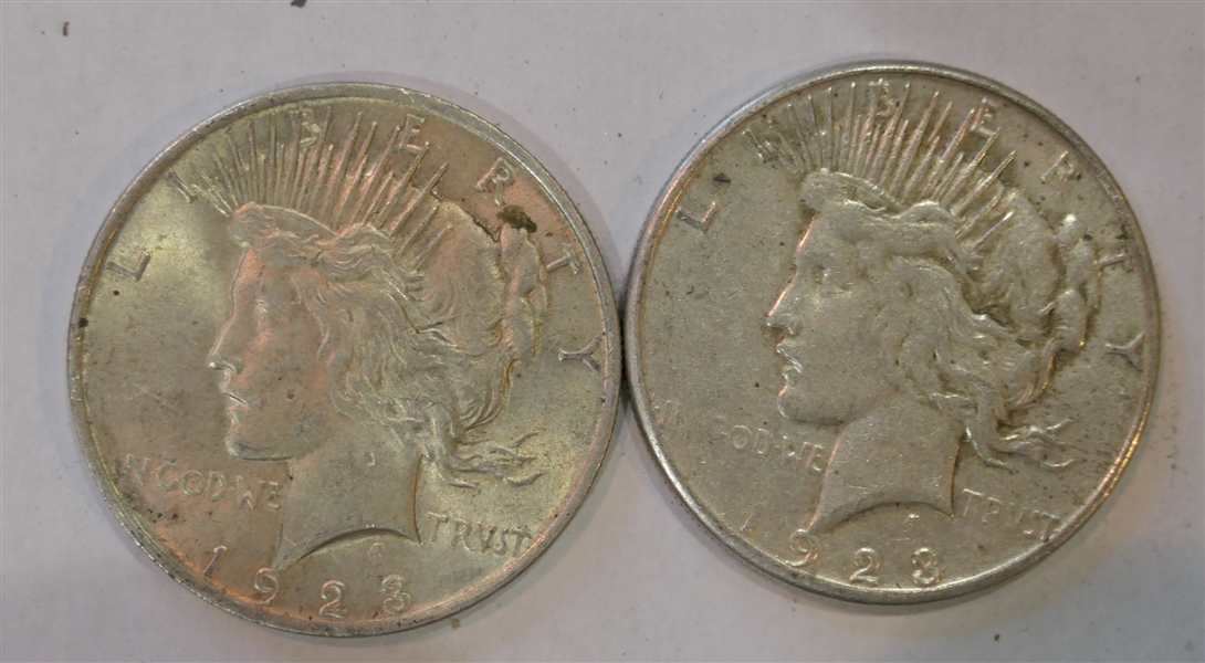 1923 S Peace Silver Dollar and 1923 Peace Silver Dollar 