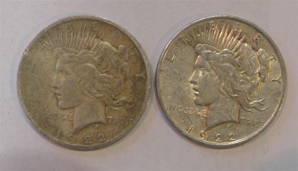1922 Peace Silver Dollar and 1922 Peace Silver Dollar 