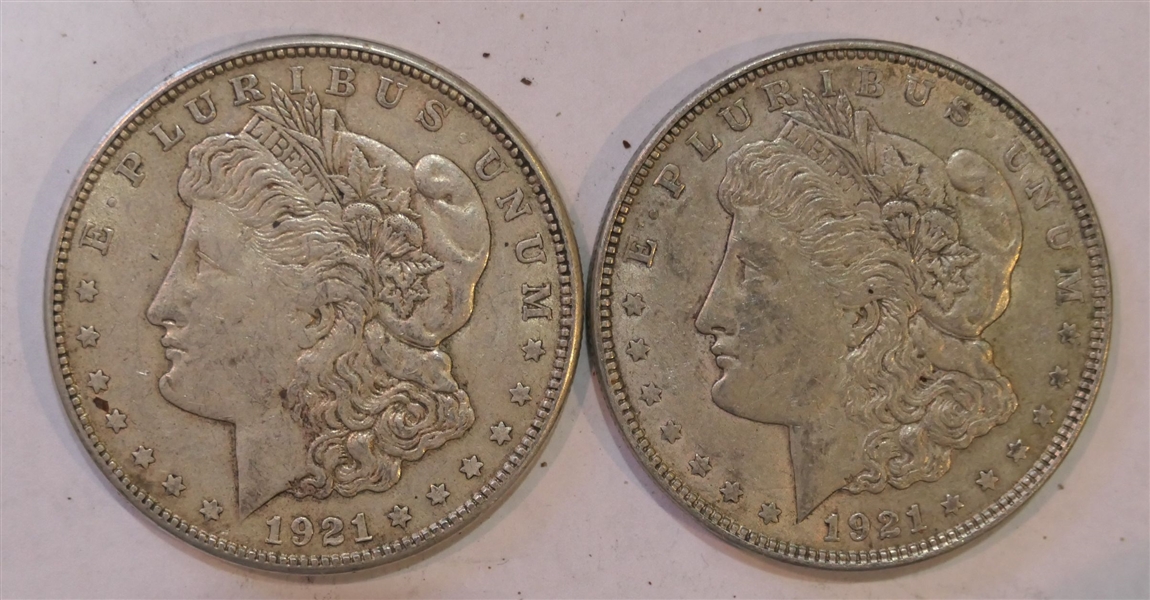 1921 Morgan Silver Dollar and 1921 S Morgan Silver Dollar 