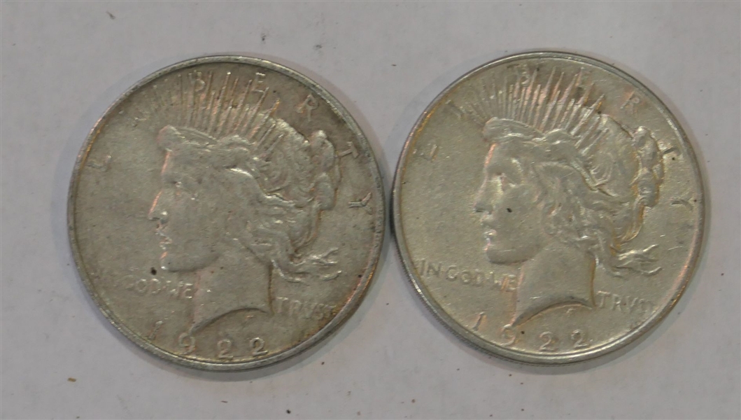 1922 Peace Silver Dollar and 1922 D Peace Silver Dollar 