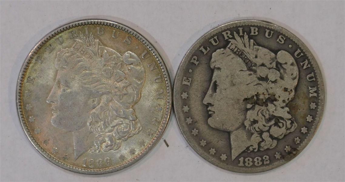 1882 O  Morgan Silver Dollar and 1889 Morgan Silver Dollar 