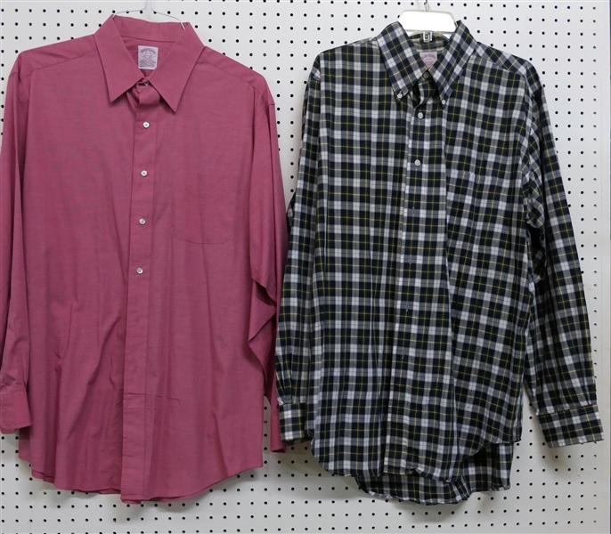 2 Brooks Brothers Mens Button Down Shirts - Red Size 17 - 5 Navy Plaid 17- R