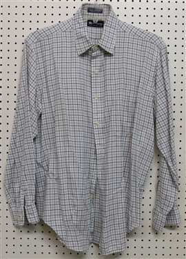 White, Green, and Blue Plaid Flannel Button Down  - Private Collection Fabric of Europe - Size XL
