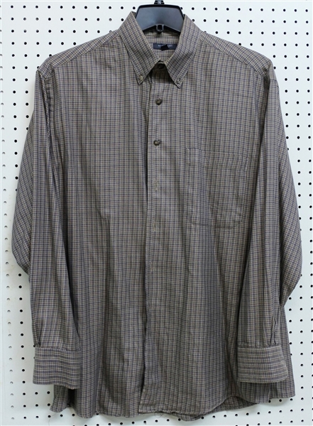 Burberry Chocolate Brown Button Down with Burgundy, Blue, and White - Checks - Size L
