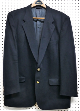 Burberrys of London Navy Wool Blazer - Size 46/48 - No Size Tag Visible - Gold Tone Buttons - Small Stain on Sleeve - From Barneys New York