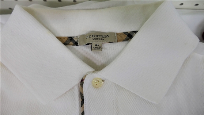 Burberry Wool Sweater - Size 44 and White Burberry London Long Sleeve Polo Shirt Size XL 