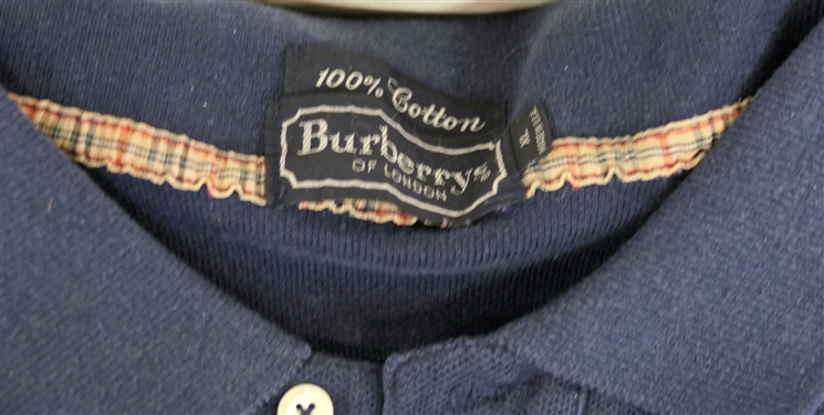 2 Burberry Short Sleeve Polo Shirts - Navy and Cream - Navy Size XL - Cream No Size Tag