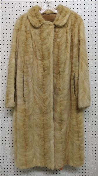 Beautiful Vintage Light Mink Coat - 3/4 Length - Monogrammed Lining - Lining Seam and Top of Shoulder Seam Need Repair 