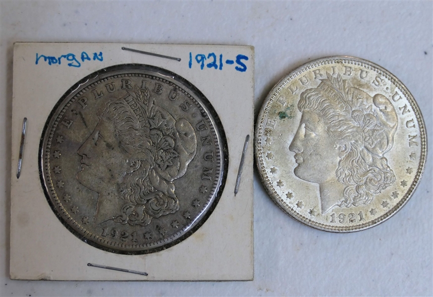 1921 Morgan Silver Dollar and 1921 S Morgan Silver Dollar 