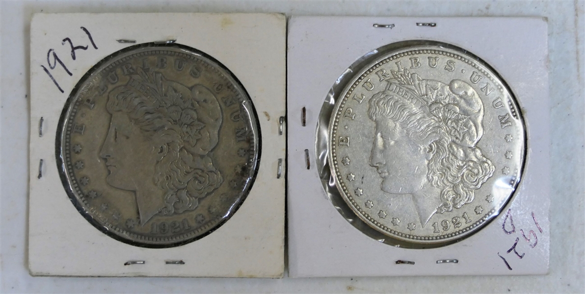 1921 D Morgan Silver Dollar and 1921 Morgan Silver Dollar