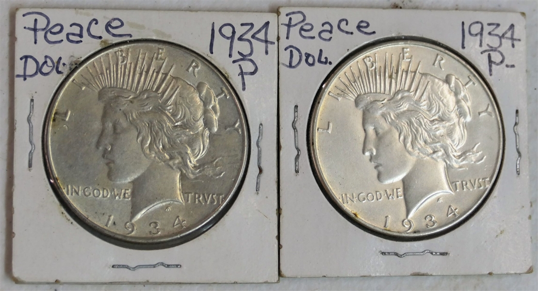 2- 1934 Peace Silver Dollars 
