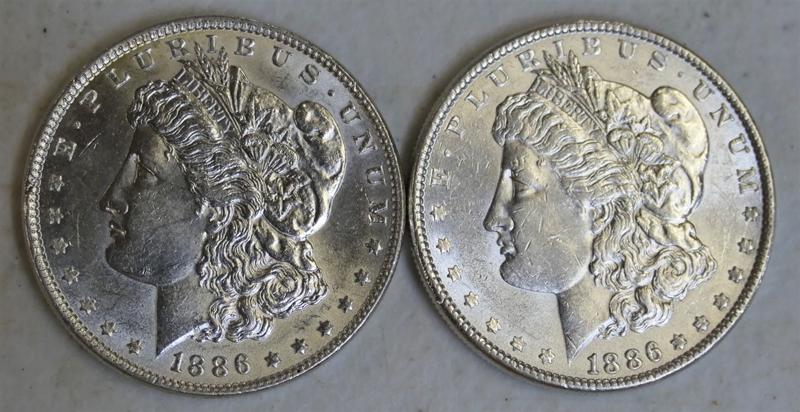 2 -1896 Morgan Silver Dollars - Fine Condition 
