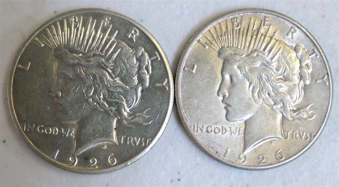 2 -1926 Peace Silver Dollars 