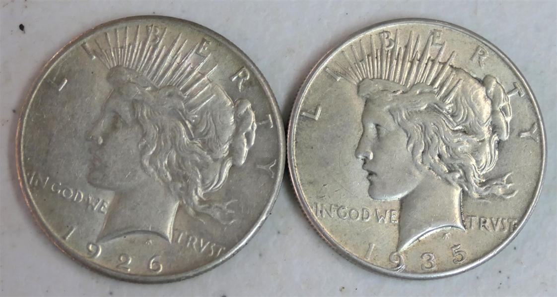 1935 Peace Silver Dollar and 1926 Peace Silver Dollar 
