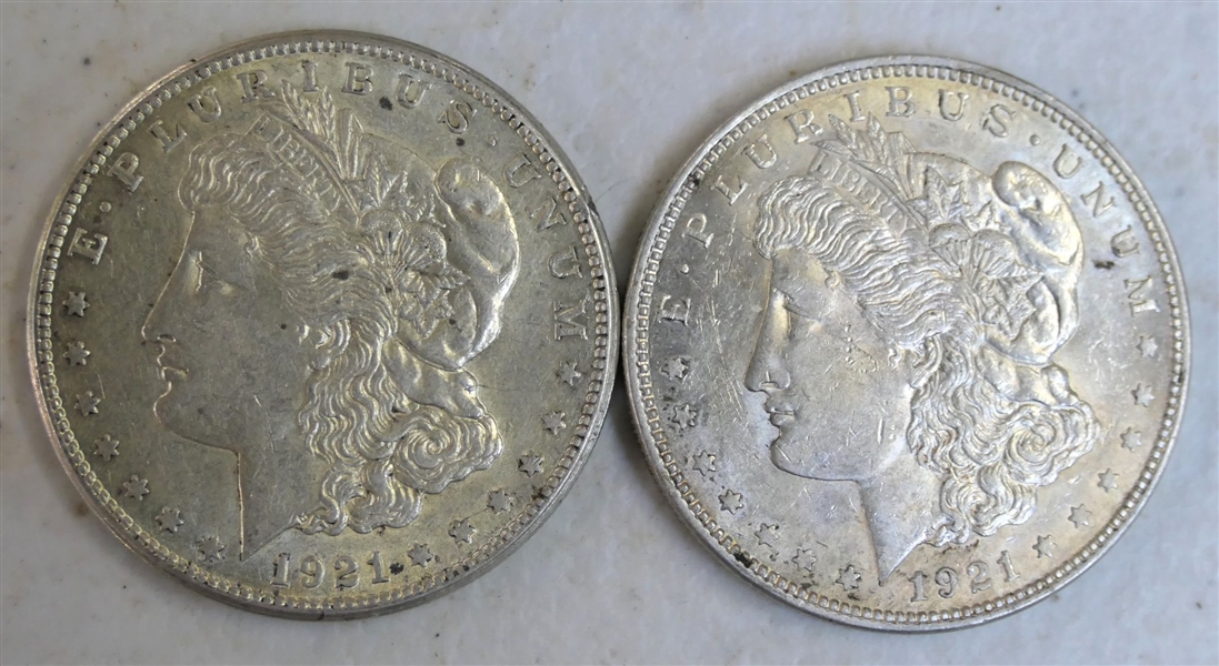 1921 S Morgan Silver Dollar and 1921 Morgan Silver Dollar