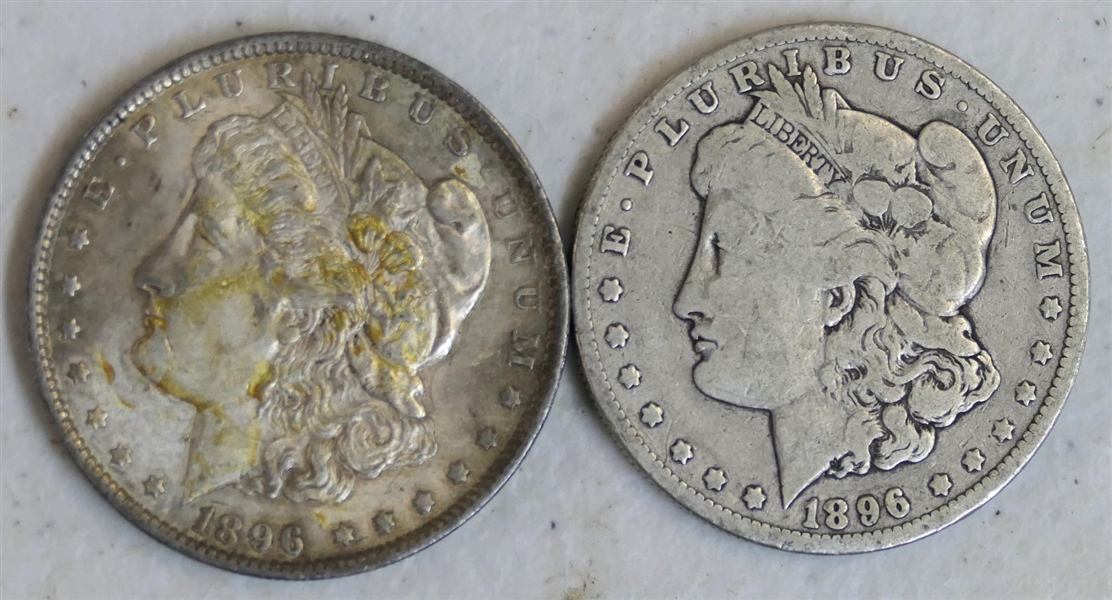 1896 O Morgan Silver Dollar and 1896 Morgan Silver Dollar 