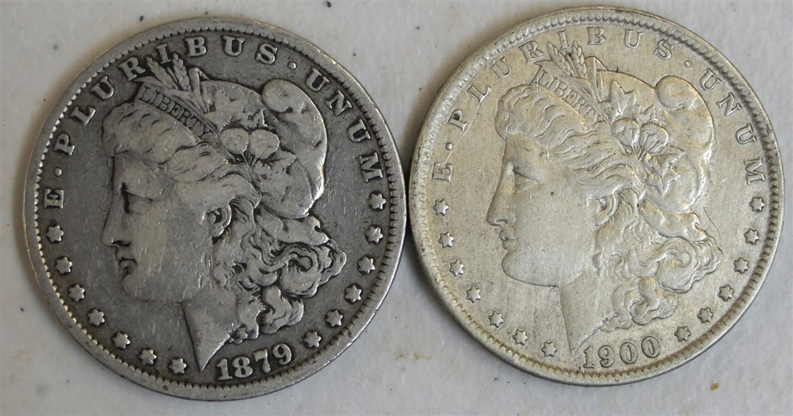 1879 Morgan Silver Dollar and 1900 Morgan Silver Dollar 