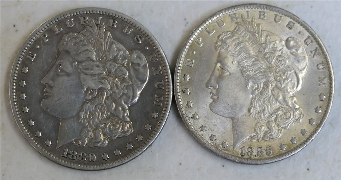 1880 S Morgan Silver Dollar and 1885 O Morgan Silver Dollar 