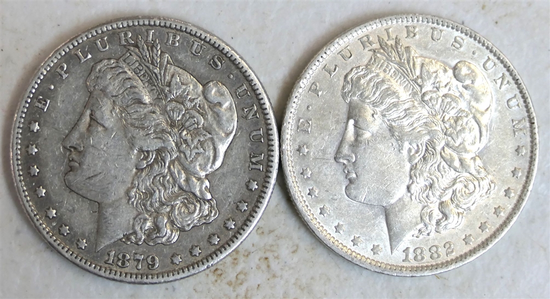 1879 S Morgan Silver Dollar and 1882 O Morgan Silver Dollar 