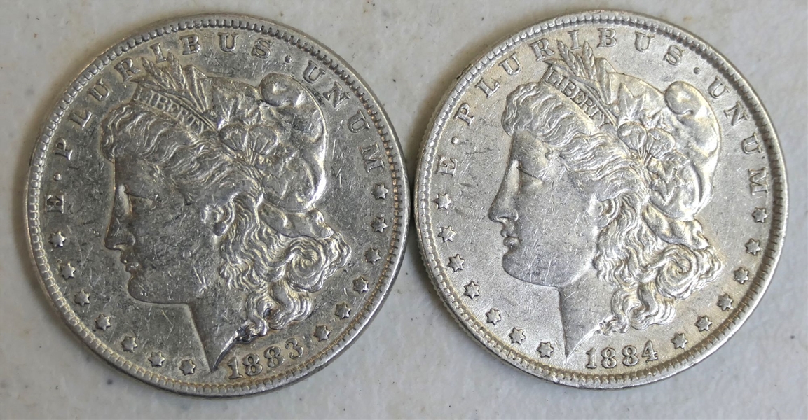 1883 and 1884 Morgan Silver Dollars 