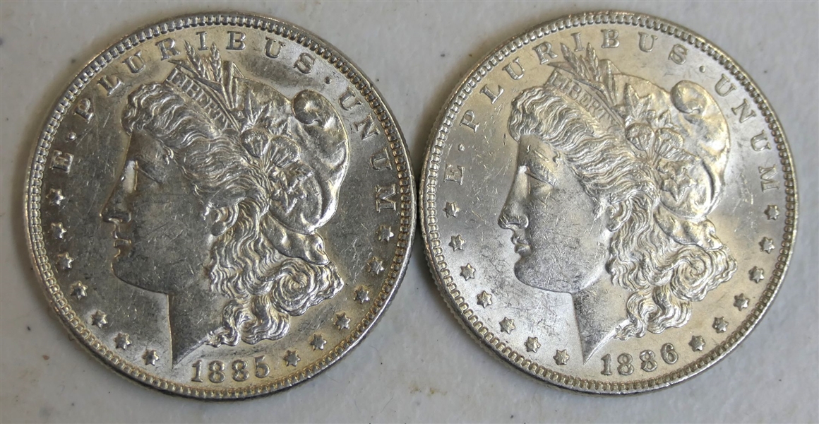 1885 and 1886 Morgan Silver Dollars 