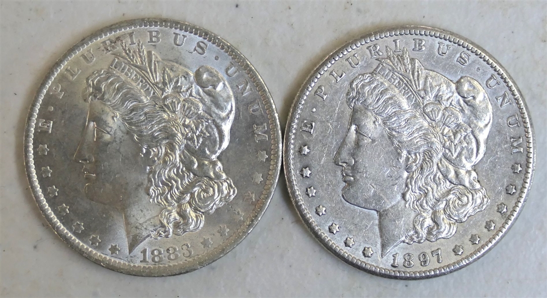1883 O Morgan Silver Dollar and 1897 S Morgan Silver Dollar 