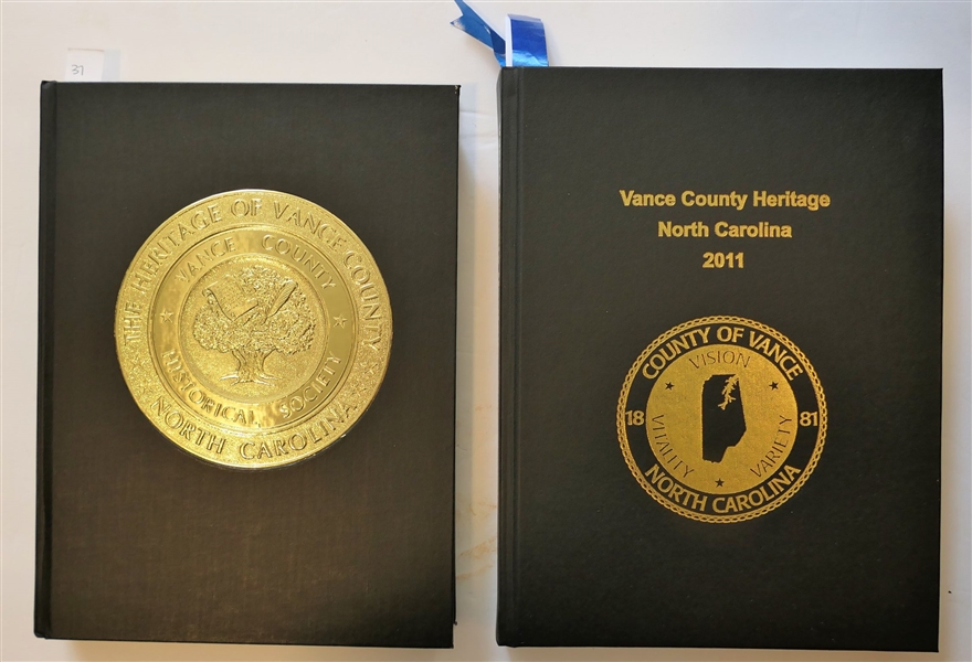 Vance County Heritage - North Carolina Vol. I 1984 and "Vance County Heritage - North Carolina 2011" Both Hardcover Books with Gold Lettering 