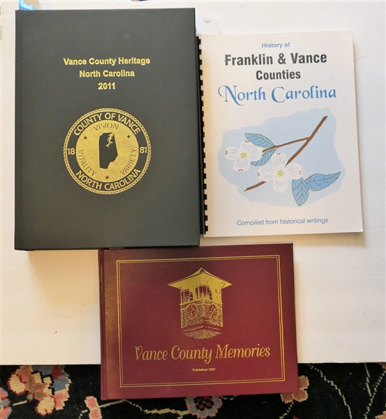 Vance County Memories Published in 1997 Hardcover, "Vance County Heritage - North Carolina 2011" Hardcover, and "History of Franklin & Vance Counties North Carolina" Spiral Bound Booklet