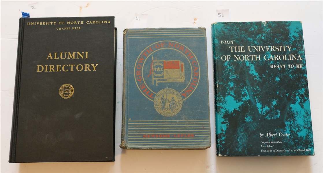 University of North Carolina Chapel Hill Alumni Directory Edition of 1954, "The Growth of North Carolina" by Albert Ray Newsome, Ph.D and Hugh Talmage Lefler, Ph.D, and "What The University of...