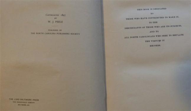 Lives of Distinguished North Carolinians with Illustrations and Speeches Collected and Compiled by W.J. Peele - Raleigh 1898 - Hardcover Book with Gold Lettering