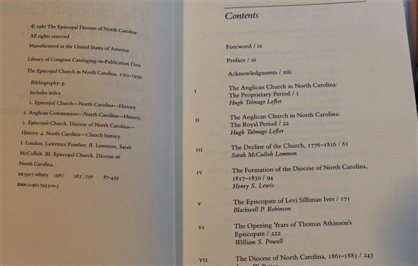 The Episcopal Church in North Carolina 1701-1959 Edited by Lawrence Foushee London and Sarah McCulloh Lemmon - Hardcover Book with Dust Jacket and Streams in the Desert by Mrs. Chas. E. Cowman...
