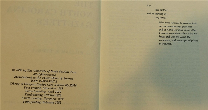 The North Carolina Gazetteer - A Dictionary of Tar Heel Places and Their History First and  Second Editions by William S. Powell & Michael Hill - Paperbound 