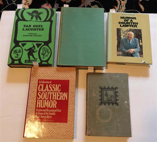 5 Hardcover Books - "Laughing Stock" By Bennett Cerf - 1945, " A Collection of Classic Southern Humor" Edited by George William Koon - First Edition, "Tar Heel Laughter" Edited by Richard Walser,...