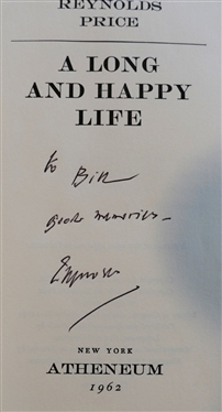 3 Hardcover Books with Dust Jackets by Warrenton Author Reynolds Price - A Whole New Life - First Edition, A Long and Happy Life Author Signed, and A Palpable God First Edition 