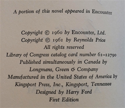 3 Hardcover Books with Dust Jackets by Warrenton Author Reynolds Price - A Whole New Life - First Edition, A Long and Happy Life Author Signed, and A Palpable God First Edition 