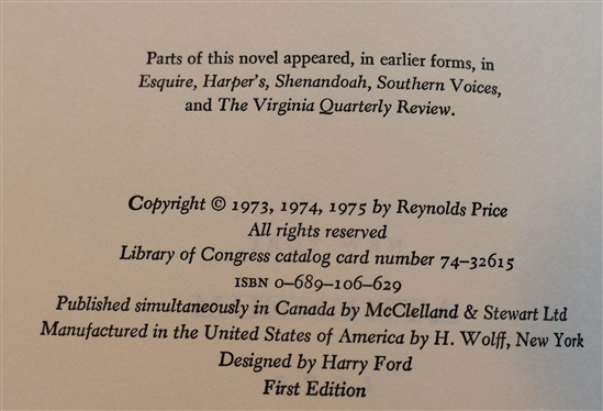 3 Hardcover Books with Dust Jackets by Warrenton Author Reynolds Price - The Surface of Earth First Edition, Clear Pictures First Loves, First Guides and A Long and Happy Life 25th...