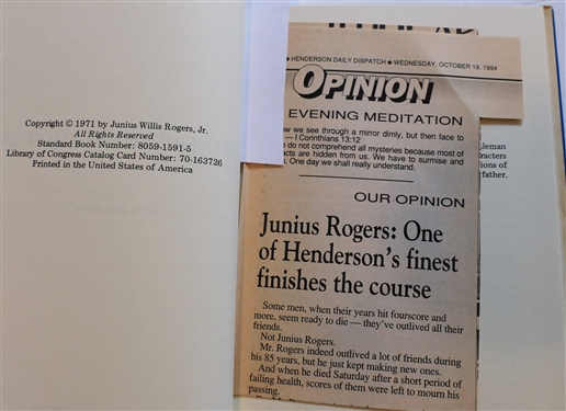 3 Copies of Father's Generation Gap by Junius Willis Rogers, Jr. - Henderson, NC Author - 2 Copies Are Author Signed, All 1971 Printings, 1 Missing Dust Jacket