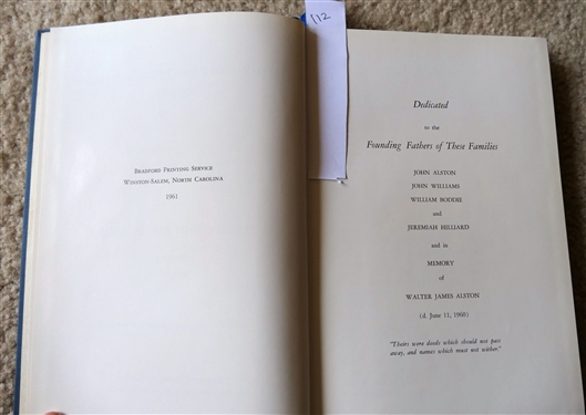 Alston - Williams - Boddie - Hilliard Society: Society and Family Book Volume I 1958-1961 - Hardcover with Gold Lettering - Published in 1961