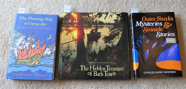 The Flaming Ship of Ocracoke & Other Tales of the Outer Banks by Charles Harry Whedbee 1971, The Hidden Treasure of Bath Town by Taylor Lewis and Joanne Young 1978, and Outer Banks Mysteries &...
